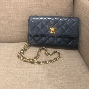 Chanel Vintage Mini Navy Lambskin Flap Bag